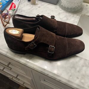 C2 by Calibrate Dark Brown Suede Double Monk Strap Oxfords